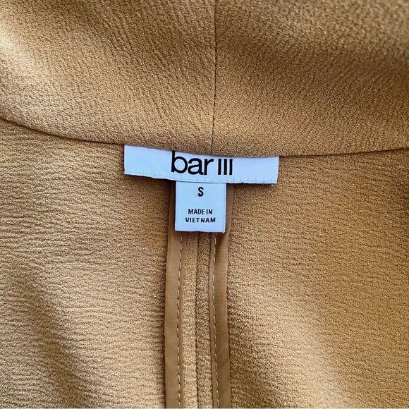 Bar III Mustard Yellow Textured Drape Open Front Blazer Jacket - Picture 5 of 6